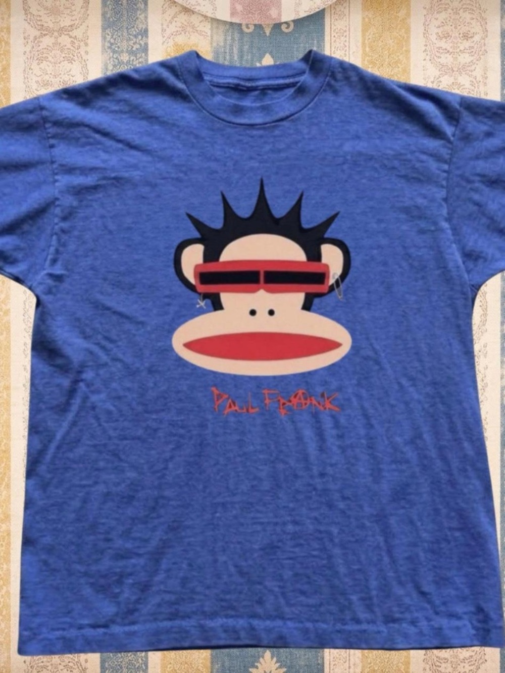 Gildan Blue Short-Sleeve Tee with Monkey Graphic and Red Accents